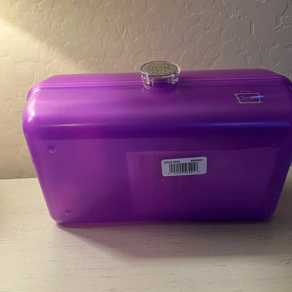Caboodles Tote Purple Plastic Makeup Case Mirror Storage Container Tray NWT